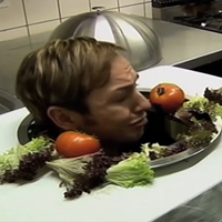 Man Head In Serving Trolley